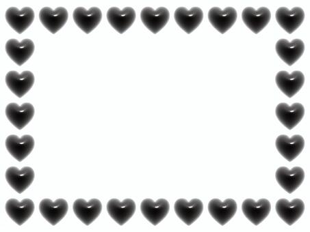 黒いハートの長方形3Dフレーム1 ハート,フレーム,3d,立体,パターン,長方形,マーク,可愛い,バレンタイン,フェミニンのイラスト素材