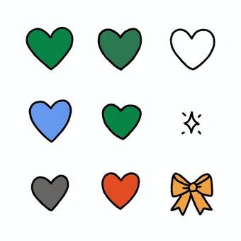 シンプルハートとリボンアイコンセット