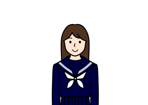 ロングヘアのセーラー服の中学生・高校生 ロングヘア,制服,女子,セーラー服,中学生,高校生,学生,リボン,上半身,長袖のイラスト素材