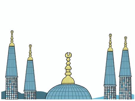 イスタンブールのイメージ イスタンブール,寺院,建造物,観光地,海外,イメージ,pop調,お知らせ用,宣伝用,手描きのイラスト素材