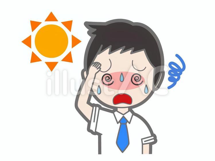 熱中症　男性 太陽,紫外線,人物のイラスト素材