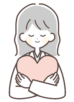 ハートを抱える女性医師 ハート,抱える,抱く,医者,女性,医師,女医,白衣,寄り添う,守るのイラスト素材