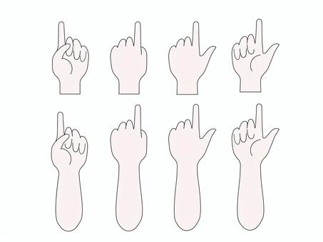 いろいろな種類の指さしをしている手セット 手,腕,1番,指さし,ポーズ,ハンドサイン,ナンバーワンポーズ,注目,示す,標示のイラスト素材