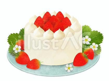 いちごのホールケーキベクター素材