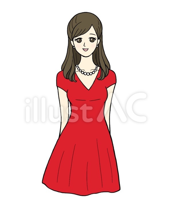 キレイな女性・笑顔・赤 女性,女,美人のイラスト素材