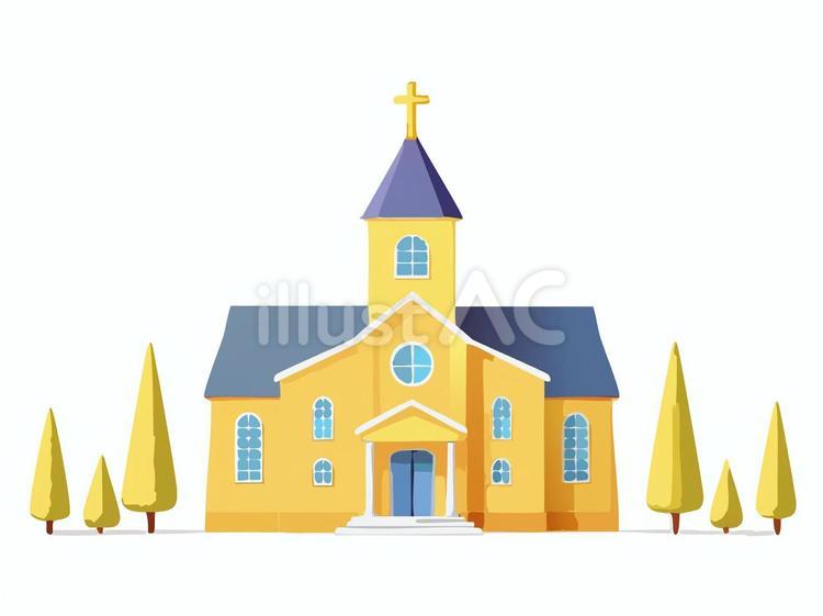 街のキリスト教会、典型的なイメージ キリスト教会,会堂,キリスト教のイラスト素材