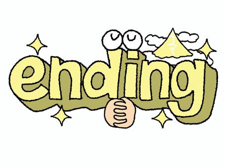 ending エンディング,文字絵,立体,英語,フォント,目,可愛い,イメージ,pop調,手描きのイラスト素材
