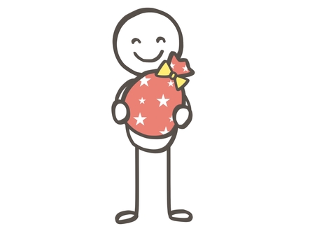 棒人間　プレゼントを貰って嬉しい 棒人間,人,プレゼント,贈り物,ギフト,あげる,渡す,貰う,ゲット,手渡しのイラスト素材