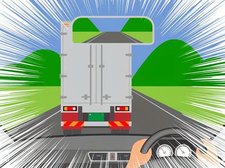 スピードを出し過ぎてトラックに追突しそう 運転,車,追突,スピード,違反,速度,車内,運転席,手,乗り物のイラスト素材