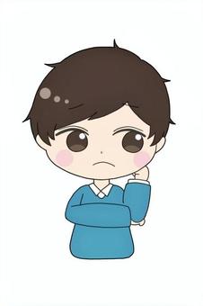 考える男性のイラスト 男性,学生,考える,悩む,思い出すのイラスト素材