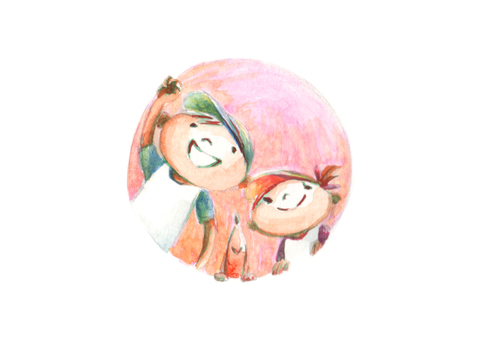 男の子と女の子と犬の水彩画イラスト 男の子と女の子と犬の水彩画イラスト 男の子,女の子,キッズ,兄弟,小学生,家族,犬,動物,ペット,笑顔のイラスト素材