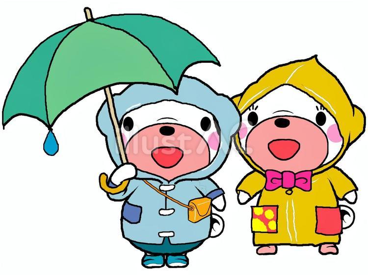 雨の日のパグちゃん 雨,梅雨,雨降りのイラスト素材