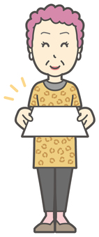  大阪のおばちゃん-191-全身 書類,おばちゃん,大阪,ヒョウ柄,おばはん,中年,女性,関西,派手,おばさんのイラスト素材