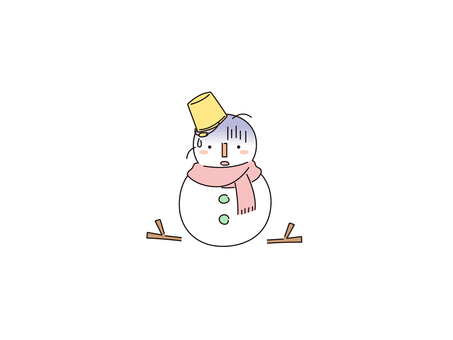 ドン引きする雪だるま 戸惑い,困惑,引く,拒絶,ショック,カラー,雪だるま,スノーマンのイラスト素材