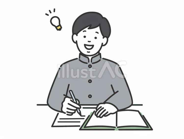 授業内容が理解できる男子学生　学習 ポーズ,やる気,理解のイラスト素材