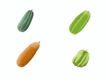 うり　セット　（はぐらうり、白瓜、他） うり,セット,瓜,はぐらうり,白うり,モーウイ,赤瓜,はやとうり,はぐら瓜,夏のイラスト素材