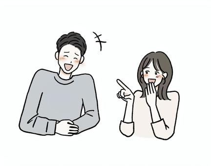 爆笑する男性と楽しそうな女性 爆笑,笑う,楽しそう,大爆笑,盛り上がる,カップル,男女,人物,恋人,男性のイラスト素材