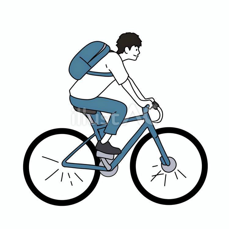 自転車に乗る男性 男性,自転車,全身のイラスト素材