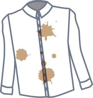 シミ汚れ　 シミ,汚れ,付着,シャツ,長袖,衣類,白,イメージ,デフォルメのイラスト素材