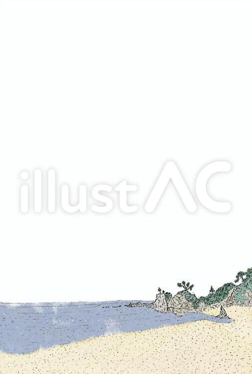 桂浜ハガキ(透過)タテ 桂浜,土佐,高知のイラスト素材