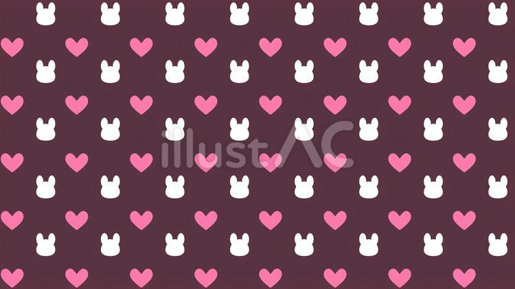 ハートとうさぎのパターンのサムネイル背景 うさぎ,かわいい,ゆめかわのイラスト素材