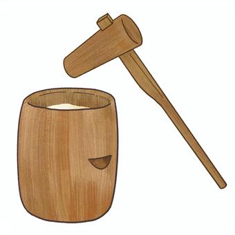 臼と杵 臼,杵,餅つき,餅,正月,正月準備のイラスト素材