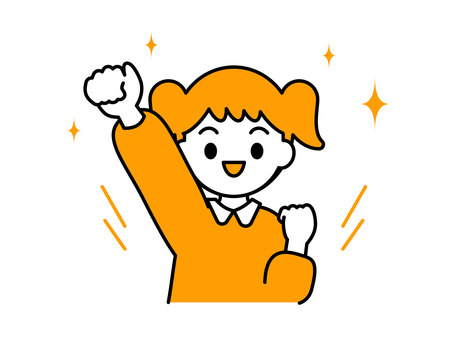 やる気・元気のある子ども01 人物,子ども,女の子,保育園,幼稚園,こども園,託児所,小学校,福祉施設,行事のイラスト素材