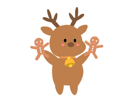 トナカイ⑤ジンジャーブレッドマン トナカイ,ジンジャーブレッドマン,ジンジャークッキー,持つ,クリスマス,かわいい,12月,冬,おしゃれ,クリスマスカードのイラスト素材