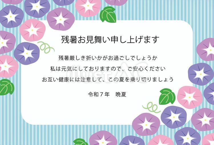 残暑見舞い07-ヨコ 残暑見舞い,朝顔,花のイラスト素材