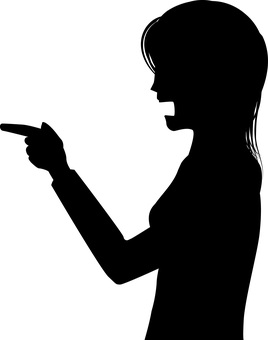 責める 責める 責める,怒鳴る,意見,対立,指さす,仕草,横向き,女性,シルエットのイラスト素材