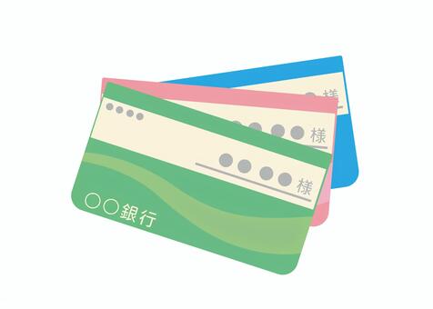 ３枚の預金通帳 預金通帳,印鑑,銀行員,ハンコ,お金,通帳,預金,貯蓄,銀行,金融のイラスト素材