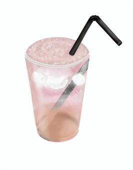 桃ソーダ 桃,ソーダ,サイダー,炭酸,コップ,夏,氷,ストロー,飲み物,癒しのイラスト素材