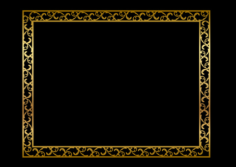 額縁風エレガンスフレーム②金　黒背景 エレガント,フレーム,飾り枠,四角,額縁,クラシック,デコレーション,葉,ボタニカル,グラフィックのイラスト素材