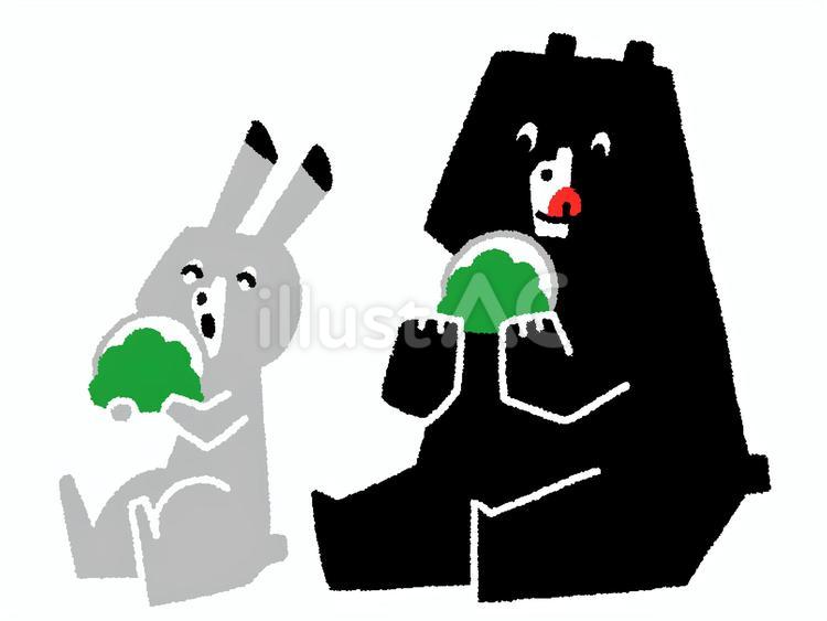 クマとウサギ294・子供の日・柏餅 柏餅,子供の日,5月のイラスト素材