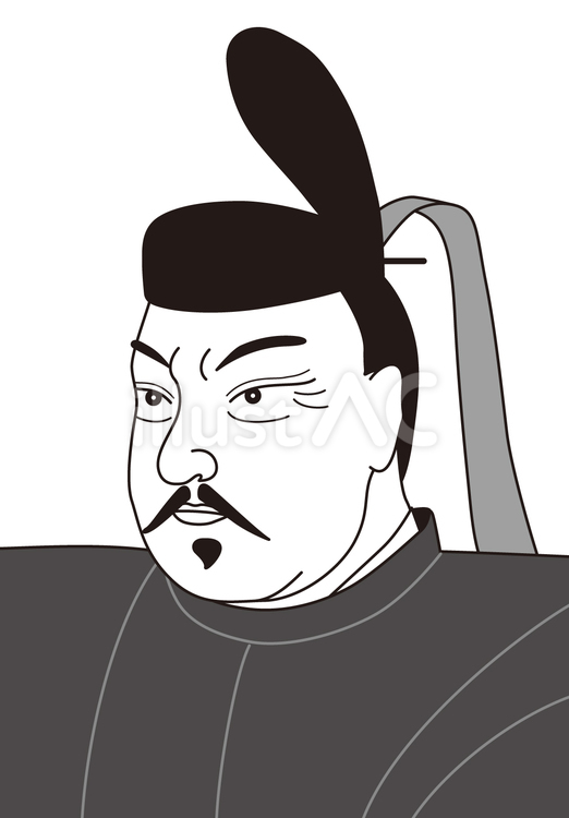 豊臣秀長（白黒） 豊臣秀長,歴史,日本史のイラスト素材