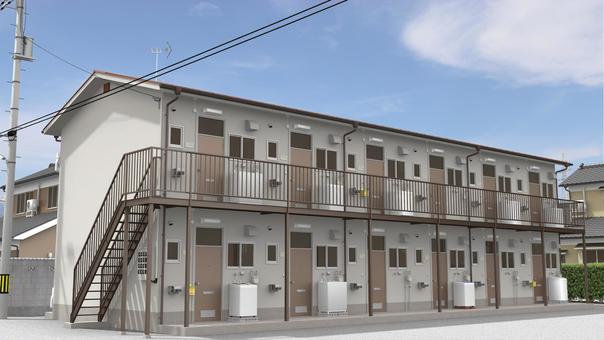 昭和のアパート（昼） アパート,建物,賃貸,住まい,暮らし,古い,中古,物件,昭和,住宅のイラスト素材