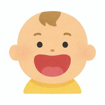 笑顔の赤ちゃんのアップ 赤ちゃん,笑顔,子供,顔,口,黄色のイラスト素材