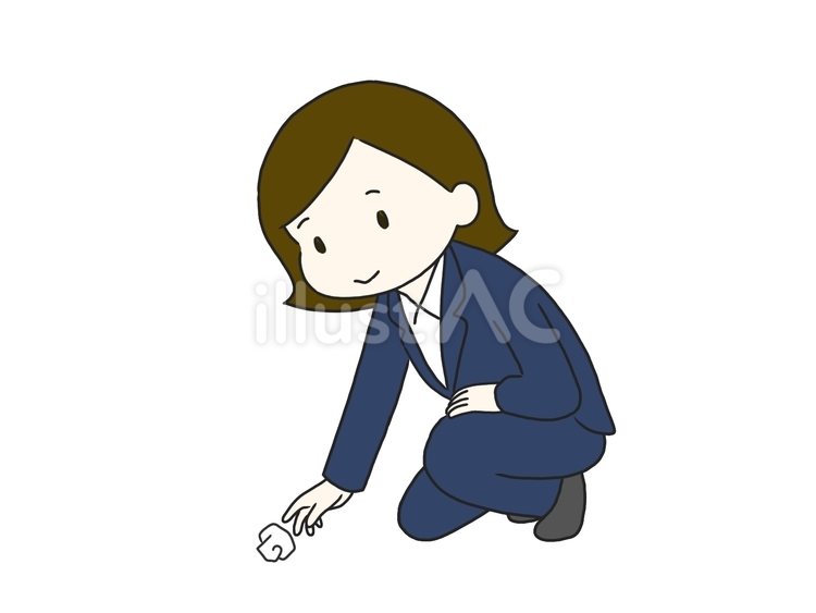 かがんでごみを拾う人 かがむ,拾う,ごみのイラスト素材