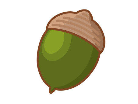 細いどんぐり（グリーン） どんぐり,手描き,一つ,ワンポイント,1個,グリーン,緑,かわいい,シンプル,学校プリント用のイラスト素材