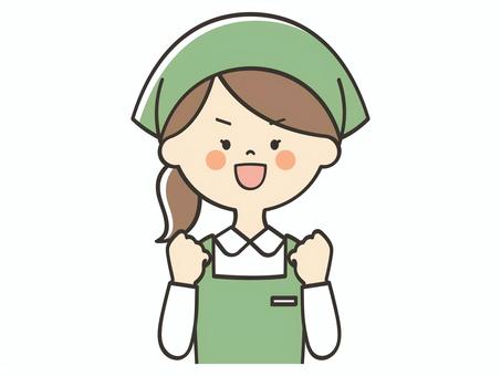 やる気いっぱいな女性店員 やる気いっぱいな女性店員 やる気,頑張る,元気,頑張ろう,応援,ガッツポーズ,向上心,挑戦,努力,ファイトのイラスト素材