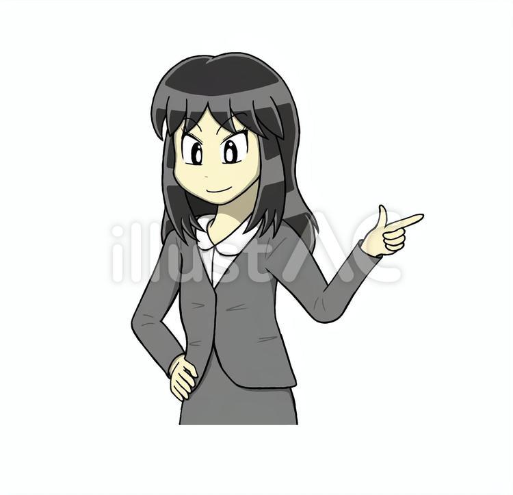 OLさん　立ち絵01 女の子,かわいい,ロングヘアーのイラスト素材