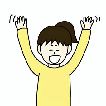 手を振る女性 女性,人物,シンプル,笑顔,手描き,手を振るのイラスト素材