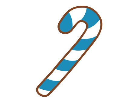 クリスマス・スティック（ブルー） クリスマス,スティック,杖,青,白,ブルー,ホワイト,手描き,一つ,一個のイラスト素材