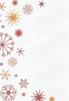 雪の結晶のフレーム ハガキサイズ 雪,雪の結晶,結晶,snow,赤,オレンジ,背景,かわいい,きれい,クリスマスイブのイラスト素材