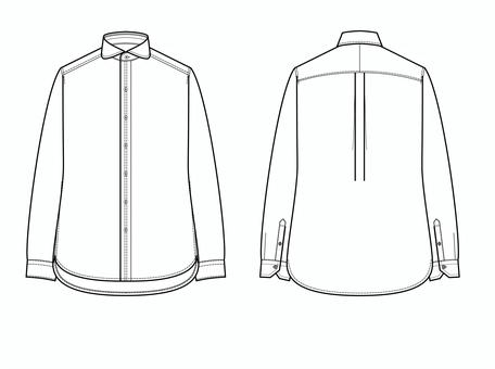 シャツ　No7 絵型,シャツ,ファッション,服,デザイン,アパレル,布帛,線画,普段着,洋服のイラスト素材