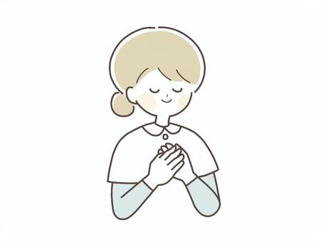 安心した表情の看護師のイラスト素材 安心,落ち着く,看護師,若い,女性,リラックス,穏やか,癒し,メンタルヘルス,心のイラスト素材