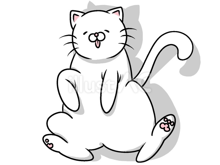 寝転がる白猫 イラスト,猫,一匹のイラスト素材