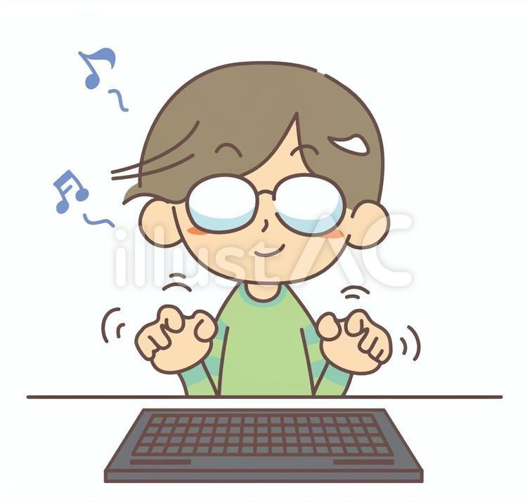 タイピング　キーボードを打つ男性 タイピング,データ入力,データ処理のイラスト素材
