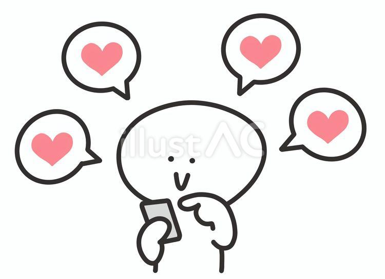 ハートのいいねを押す人・高評価・推し活 スマホ,スマートフォン,ハートのイラスト素材