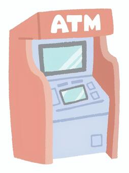 ATMの機械（赤色） atm,現金自動預払機,金融機関,銀行,郵便局,赤色,お金,入金,出金,引き出すのイラスト素材